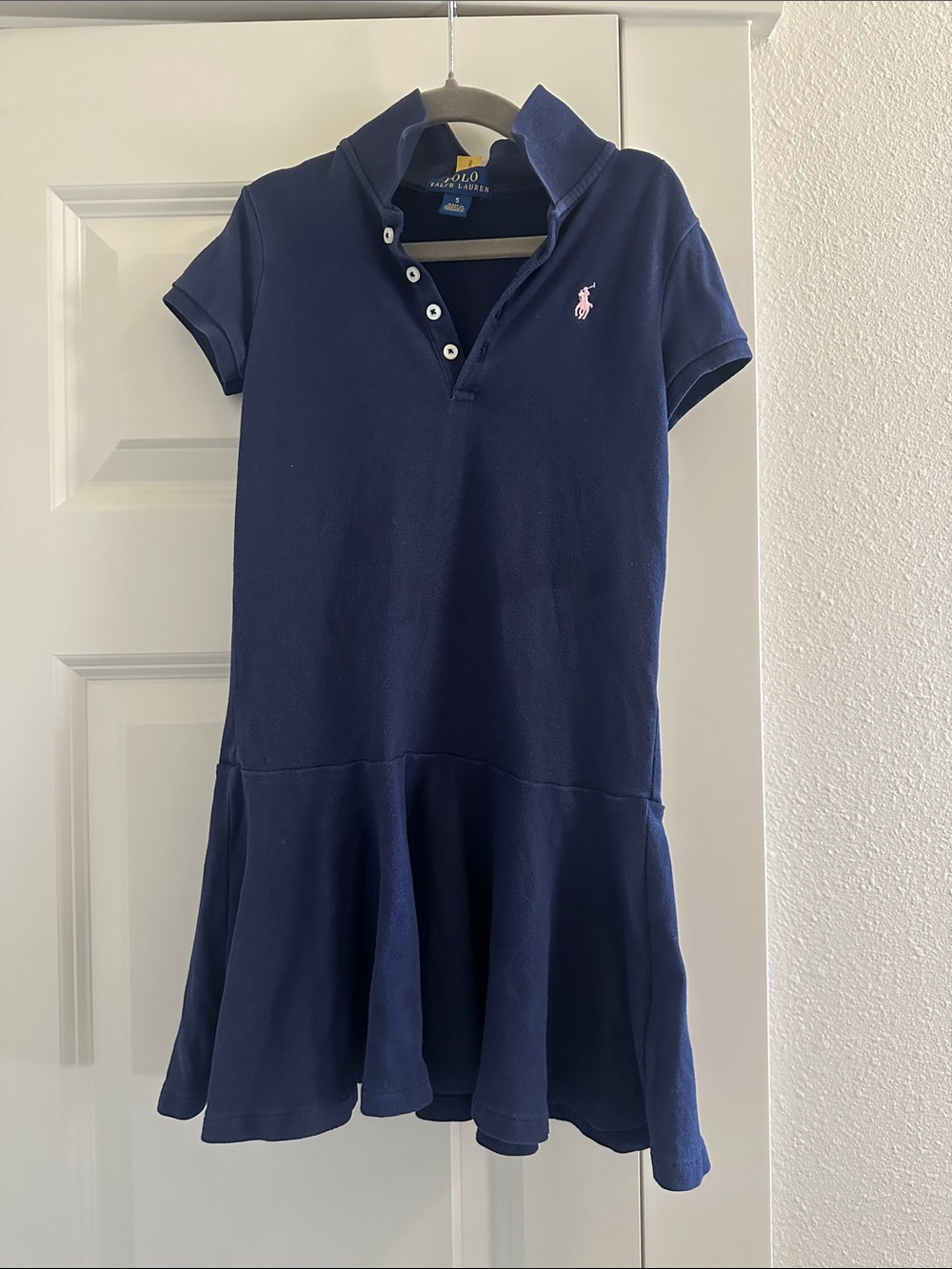 Ralph Lauren Navy Polo Dress with Pink Pony Accent